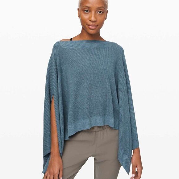 NWT Lululemon Forward Flow Poncho Heathered Blue Charcoal One Size OS S M L XL - Picture 1 of 10